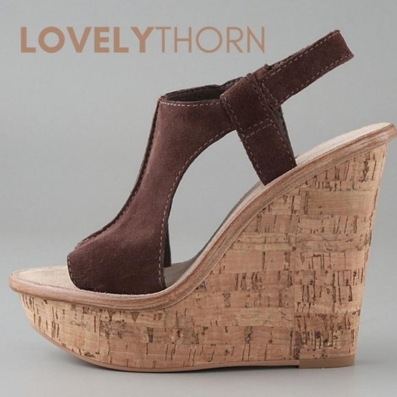 ELIZABETH AND JAMES // suede sling peep toe wedges - Picture 4 of 8